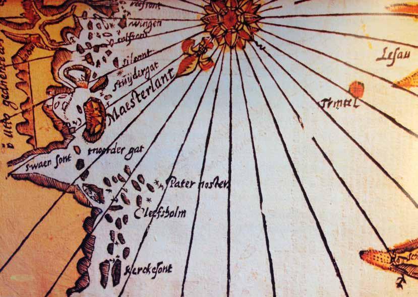 Mossholmens marina 9 Figur 4. Utsnitt ur Caerte vande Oost ende West Zee ( 1594 ) visande Marstrand (»Maesterlant«) och sydvästra Tjörnkusten.