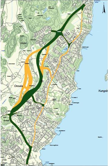 Historik forts 2000-talet 2001 Trafikutredning - Onsalahalvön 2001 Förstudie enl MB (Väg- och Trafikutredningarna) 2001 Beslut om BMP 2008 Vägutredning 2009 Beslut vägkorridor Alternativ