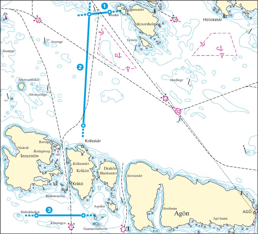 Lotsområde Gävle Ga3 - Iggesund och Hudiksvall 1 ) Agö N 61 37,20 N 017 19,90 E 61 37,25 N 017 20,90 E 2 ) Agö V 61 37,20 N 017 19,90 E 61 34,60 N 017 19,60 E Sjön syd Hornslandet - Hudiksvall