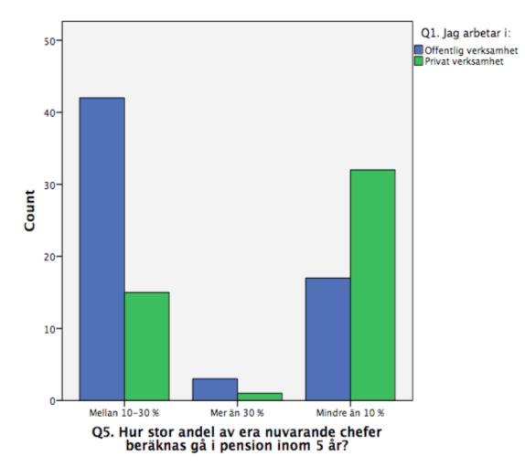 5:4 Frågeställning 4: Vilken sektor upplever störst oro att i framtiden inte kunna tillgodose sitt chefsbehov?