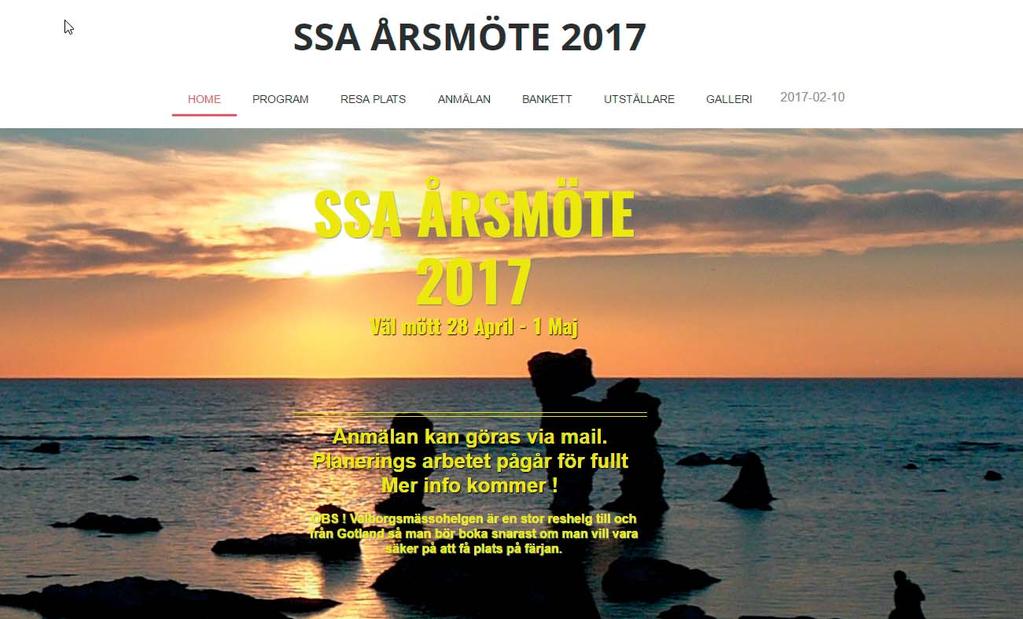 SSA Årsmötet 2017 Färja: Bokning Destination Gotland: rabatt 15 40 % beroende på vilken tid man åker.