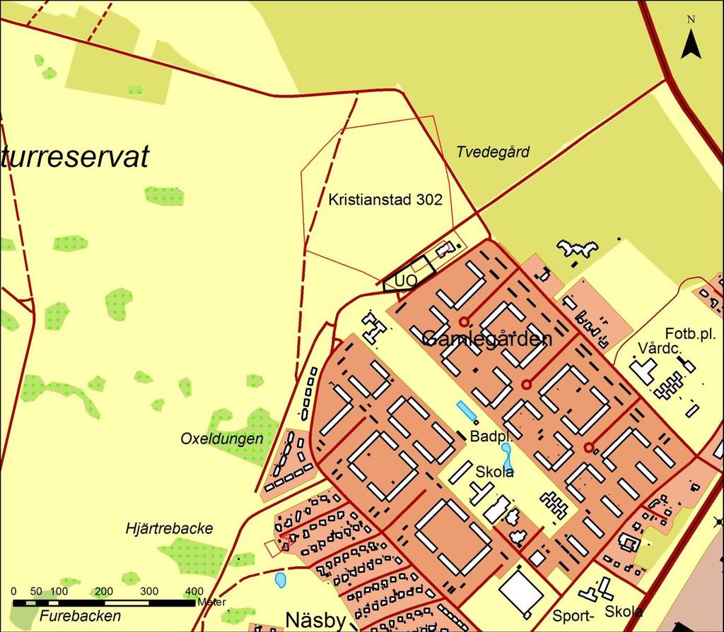 Fig. 1. Skånekarta med Kristianstads kommun och Näsby markerade. Fig. 2.