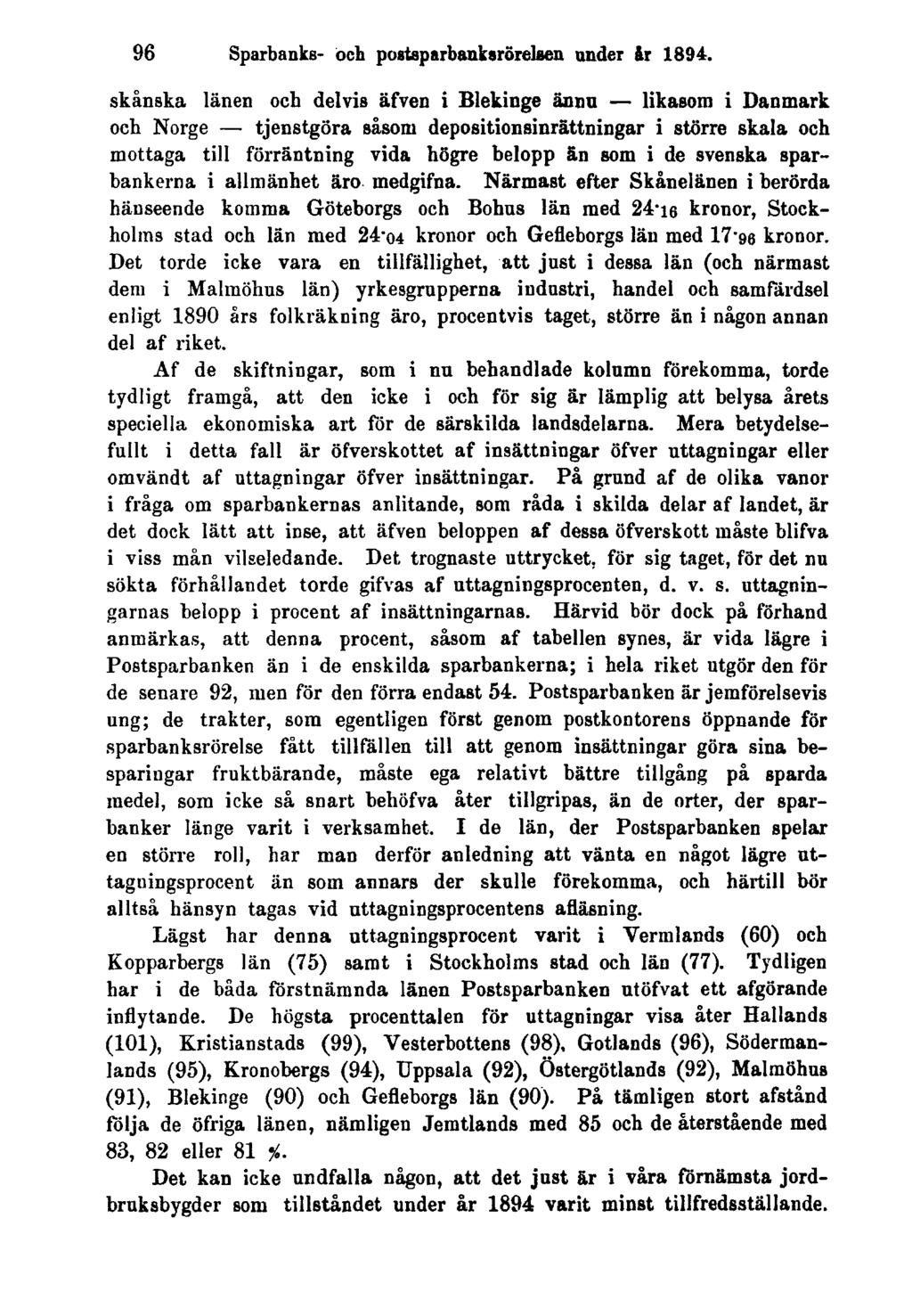 96 Sparbanks- och postsparbanksrörelsen under år 1894.