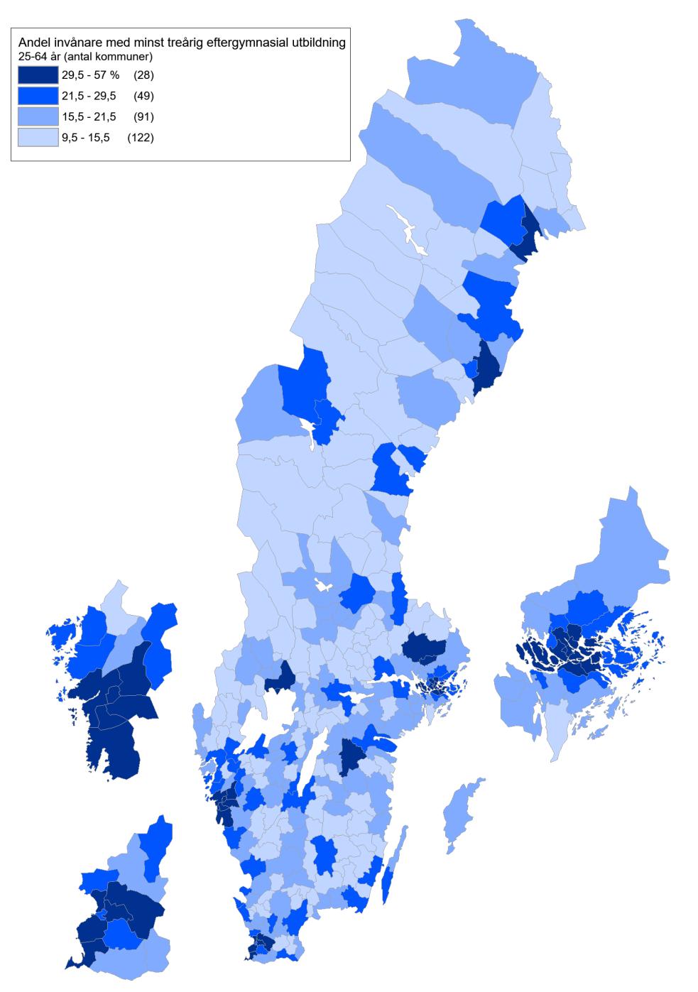 SCB 10 UF 37 SM 1701 Utbildningsnivå i kommunerna 2016: