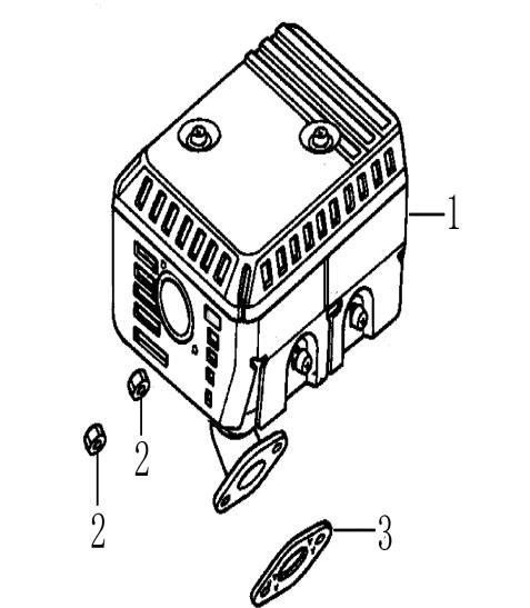 5 / 6 Eksospotte 80570794-T046 MUFFLER ASSY. Eksospotte Ljuddämpare 380340005-0005 NUT, HEX.