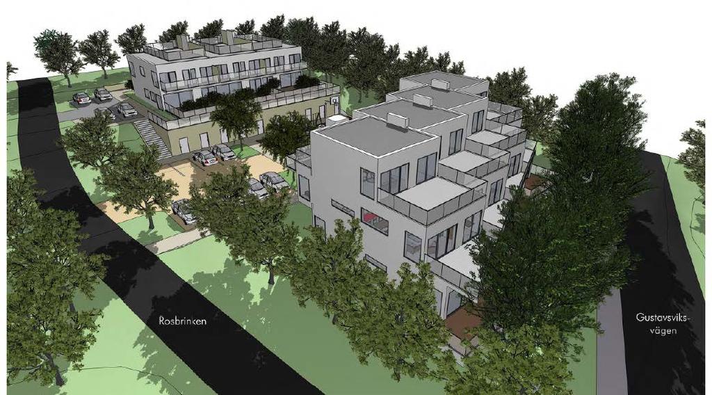 Planbeskrivning Solbrinken-Grundet 15 (40) Inom fastighet Backeböl 1:89 på Rosbrinken föreslås 9 lägenheter och 3 radhus. Lägenheterna ingår i ett mindre flerbostadshus om 3 våningar.