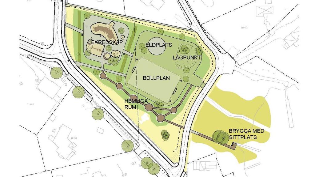 Planbeskrivning Solbrinken-Grundet 19 (40) Lek och utevistelse Planförslaget ska förbättra tillgängligheten till befintlig grönstruktur för att fler ska hitta till och kunna nyttja områdets natur och