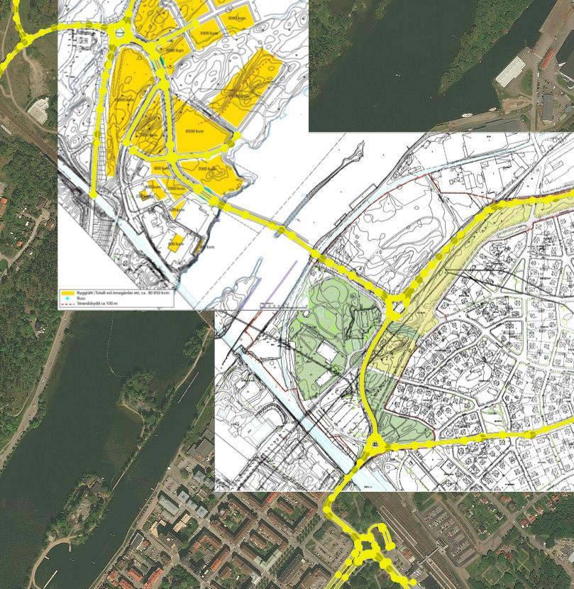 1 2 3 4 5 6 7 Figur 5 Numrering av korsningar i området (blåa siffror) Capcal-beräkningarna resulterar i belastningsgrader för de ingående benen.