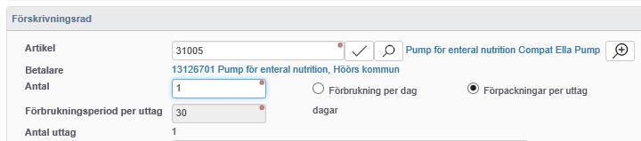 Sida 3 (7) 6 6. Ange artikel Compat Ella. Det finns bara en tillgänglig artikel så det går bra att lämna sökfältet tomt och klicka på förstoringsglaset.