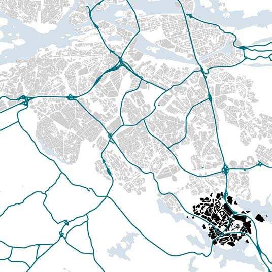 Tillgänglighet 22 Huvudvägnät Farsta ligger intill ett lertal