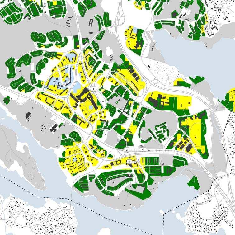 46% av Farstas befolkning (boende och arbetande) har mindre än 200 meter till närmaste grönområde Söderort: 65%