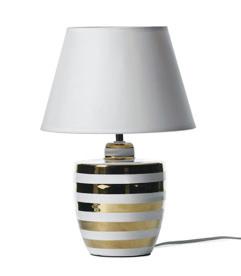 Illumination LED 4W eller Eco Classic 28W* NYHET Bordslampa Salvador i silverfärgad keramik med skärm i svart textil eller guldfärgad