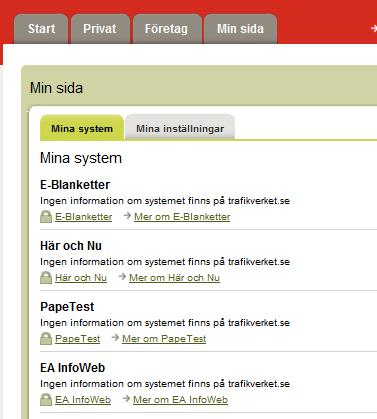 Du anger ditt användarnamn och lösenord och får då tillgång till Min sida.
