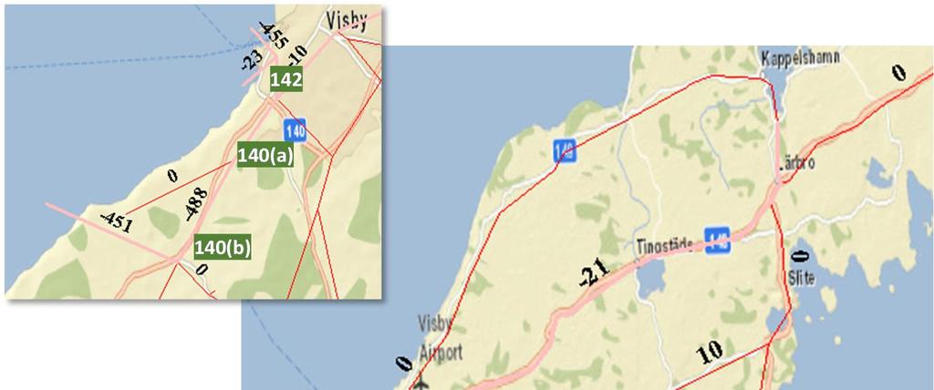 3.5 Gotland Figur 19 visar skillnadskartan för godsvolym på Gotland 2040 vs. 2012.