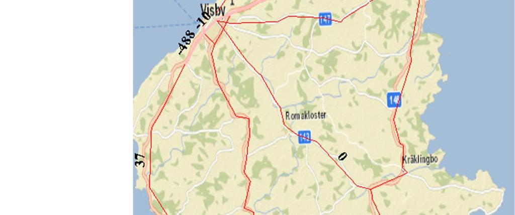 omfattande, och flöden representeras endast mellan hamnarna och zonens centroid, som ligger nära Visby