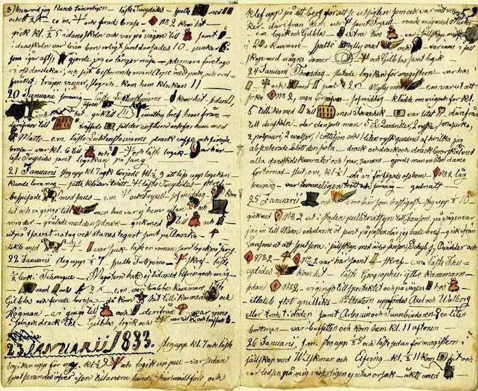 Titelbladet till dagboken för år 1833. Zachris namnteckning då han snart ska fylla 15 år. Faksimil, SLS webbsida.
