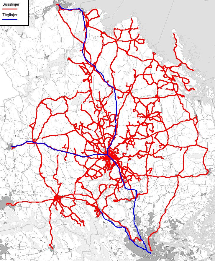 Kollektivtrafikens effektivitet Figur 1 All allmän kollektivtrafik som Landstinget i Uppsala Län helt eller delvis finansierar, tidtabellperioden vinter 2013/2014 4 Ekonomisk bakgrund Mellan 2007 och