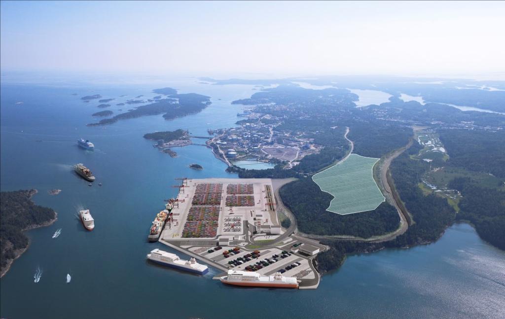 6 Projektet Utvecklingen av Stockholm Norvik Hamn består av en RoRo-hamn och en containerhamn. Den exploaterade ytan omfattar 44 hektar.