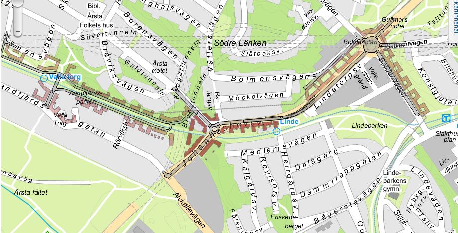 planerade till 2017. De mest omfattande av dessa är två nya broar för tvärbanans spårtrafik som kan genomföras inom gällande detaljplan.