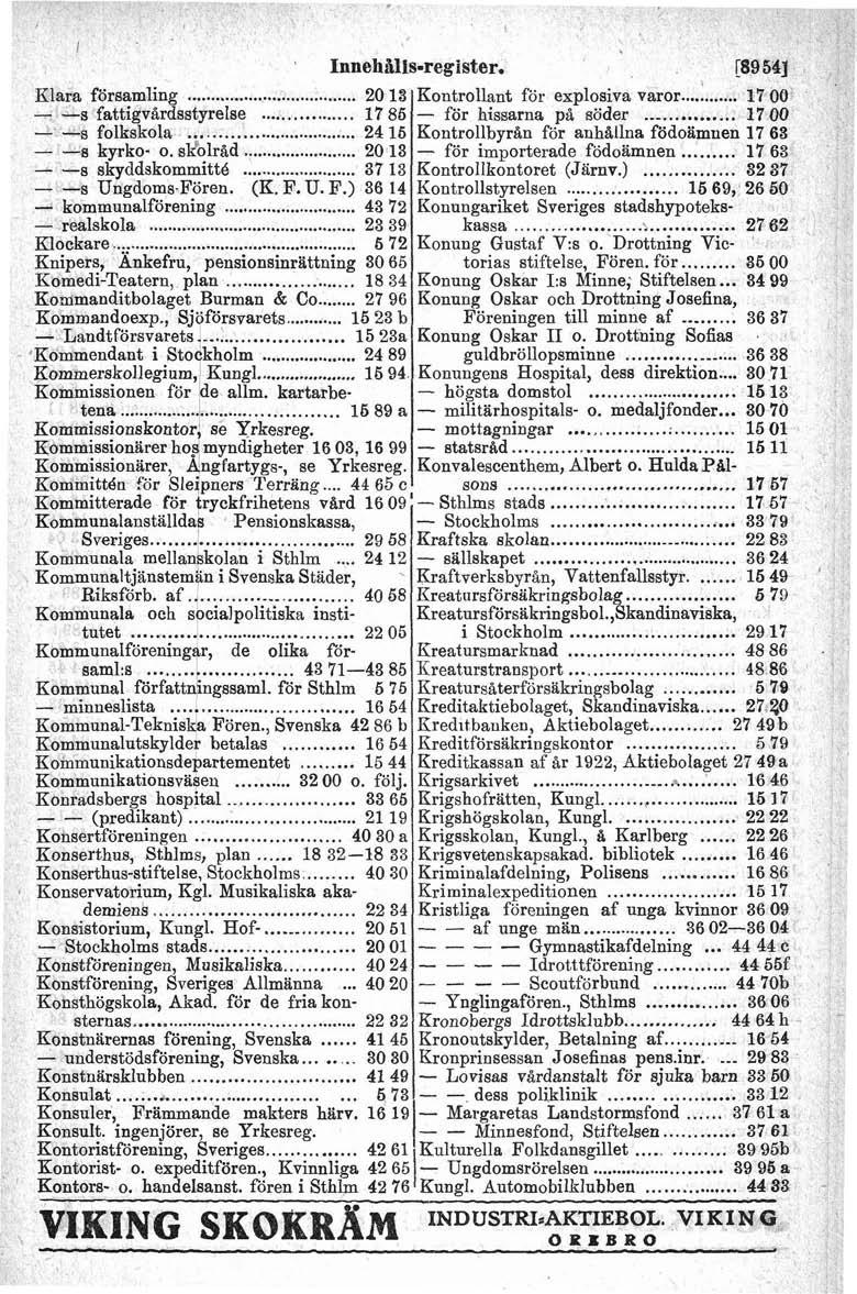 Klara församling 20 13 - -s fattigvårdsstyrelse 17 86 - -s folkskola 24 16 - -s kyrko- o skblråd 20 13 - -s skyddskommitt6 37 13 - -s UngdomsFören (K F U J?