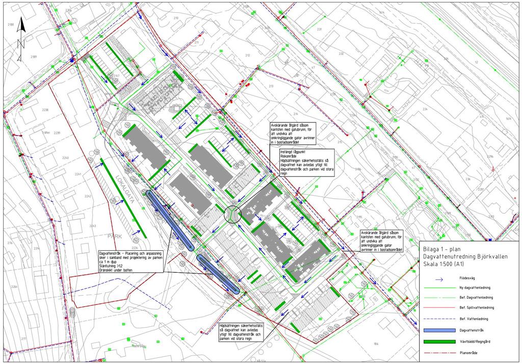 igur 7. öreslagen dagvattenhantering för Björkvallen.