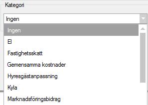 KATEGORI Här väljer du om avgiften tillhör en viss kategori.