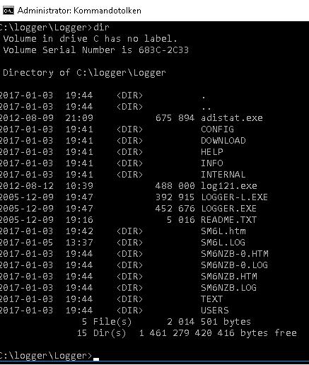 VUSHF Hur köra LOGGER i Win10 Ver 1.1 skriven av Tommy/SM6NZB 1 Högerklicka på Windows Start, välj kommandotolken kör som administratör. 2 Ta dig till root dvs cd.. två gånger, gör mkdir logger.