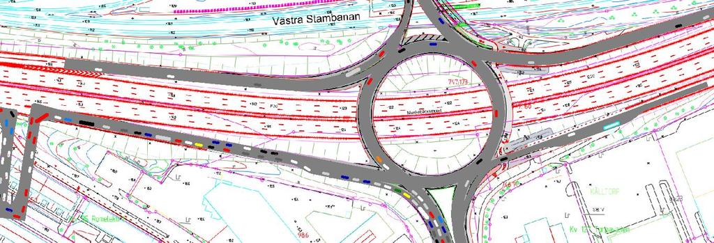 Uppdragsnr: 10208702 11 (31) Ögonblicksbild från grundutformningen. Kö bildas ut på E20V, samt även till viss del från Munkebäcksgatan.