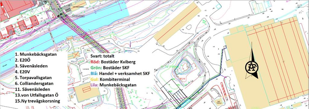 Uppdragsnr: 10208702 4 (31) Flöden [f/h] inom området för dimensionerande timme (eftermiddagens rusningstimme). Uppdelat på olika typer av alstring, samt totaltrafik som även inkluderar dagens trafik.