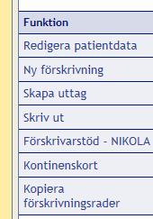 Markera kryssrutan framför den förskrivningsrad som du vill kopiera. Klicka på Kopiera förskrivningsrader ute till höger.