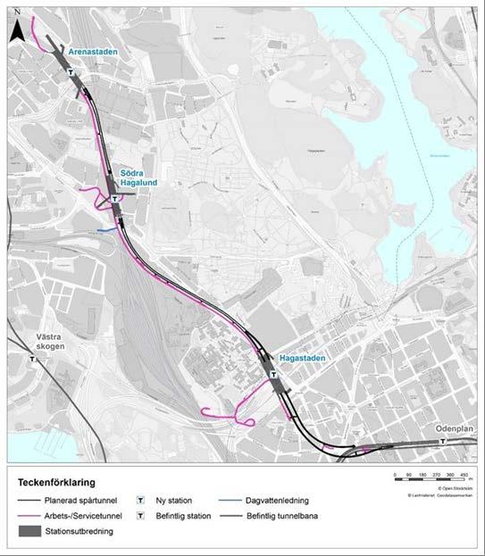 3 (5) kommer att permanentas i driftskedet som tillfartstunnel till tunnelbanans servicetunnel. Det planeras för en entreprenad för respektive arbetstunnel.