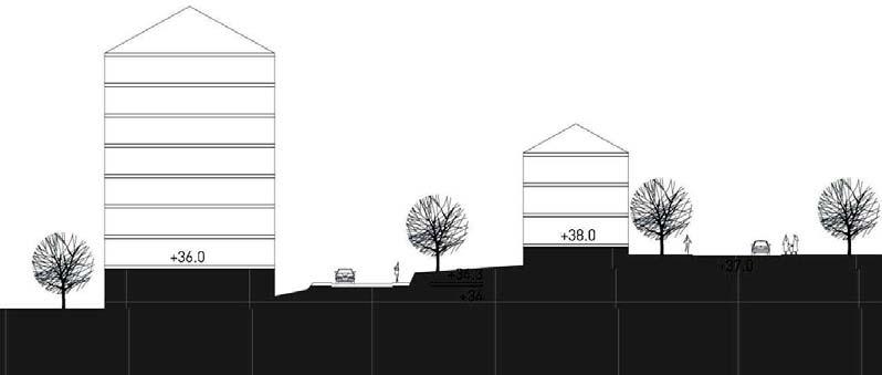 Dock skulle kvartersgatan få en lutning om 1:18 vilket är betydligt flackare än det första alternativet.