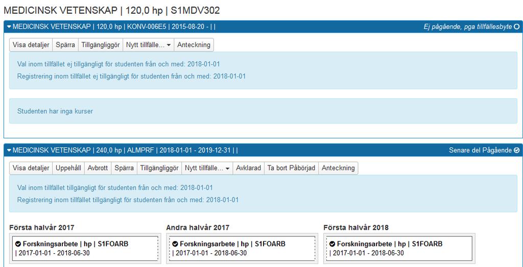 Istället har nu det nya tillfället till Senare del statusen