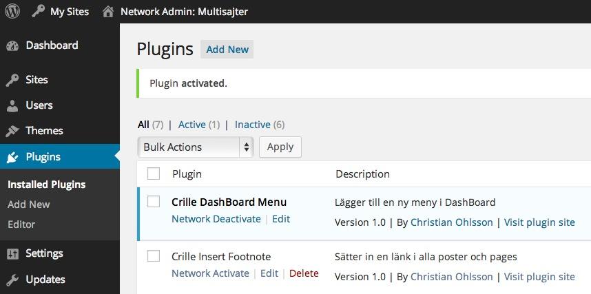 Aktivera plugins för