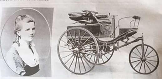 Frumatene dum la aŭtuno 1886 Bertha Benz, edzino de la motorpioniro Carl Benz, ellitiĝis kaj ŝtelkaŝiris al la novkonstruita aŭto Patent motorwagen nr 3.