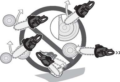 It is not necessary to force the saw into the cut. Use only light pressure while the machine is running at full throttle.