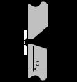 Fogtyp Geometri Tjocklek Svetsning från en eller båda sidor V-fog med rotöppning β 1 = 45 β 2 = 15 C = 2,0 2,5 mm D = 2,0 2,5 mm 4 20 mm Ensides svetsning mot keramisk