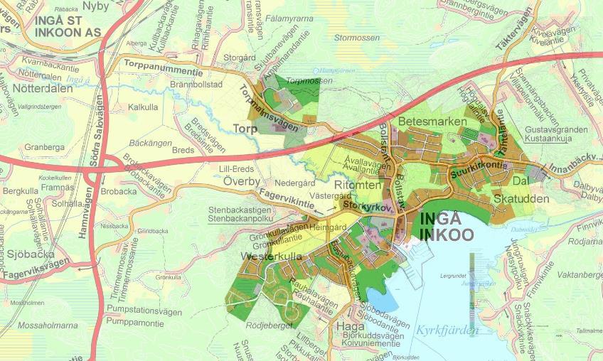 Centrumhållplatsernas verkningsområde på 800 m avstånd