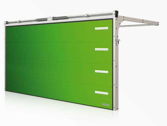 INNOVO-panelen 60mm Tvärsnitt av panel med panelledstäckning monterad på insidan av portbladet. 1. flexibel panelfogstäckning 2. aluminiumprofiler för fastsättning av flexibla täckstycken 3.