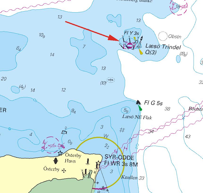 11 Nr 254 Trindel. Insert Special spar buoy a) 57-25,94N 11-13,72E Special spar buoy b) 57-25,92N 11-14,37E Special light buoy Fl. Y.