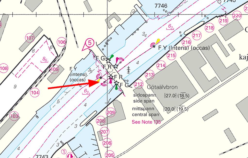 Nr 254 12 Sweden. Kattegat. Port of Göteborg. Götaälvbron bridge. Restricted opening 16:th of May.