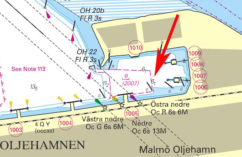 9 Nr 254 Mellersta Östersjön / Central Baltic * 5541 Sjökort/Chart: 623, 624 Sverige. Mellersta Östersjön. S Västervik. Stora Hökhallen och Fliviks angöring. Ändringar i utmärkning.