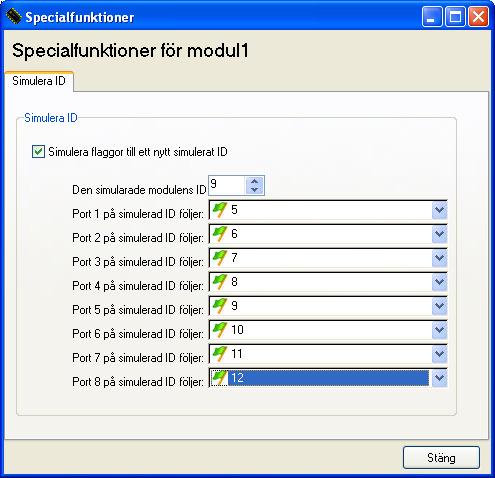 Man kan maximalt ha 6 simulerade ID, ett per ID. För att aktivera funktionen använder man CanPro. För detta krävs CanPro 4.28 eller senare version.