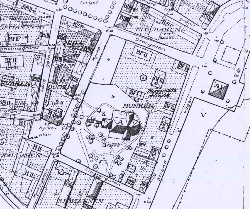 Planbeskrivning ANTAGANDEHANDLING 5(6) Munken 7, Strängnäs kommun 2017-10-16 Dnr: 2016:1065 Utsnitt från gällande detaljplan 0486K-M3 Förslag till ändring av stadsplan för Mariefred upprättad år 1949