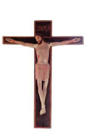 Även om det är en korsfäst Jesus kallar man det ofta för triumfkrucifix för det skall visa att Jesus genom döden på korset öppnar vägen till Guds rike.