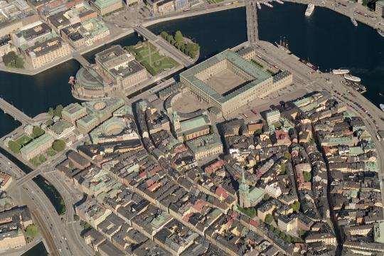 Flygperspektivet Stockholms slott i sin nuvarande