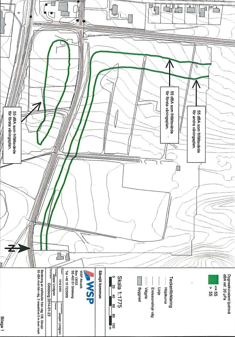 En trafikbullerberäkning har utförts av WSP Environmental genom Jesper Lindgren.
