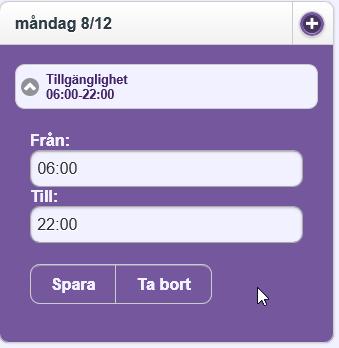 tillgänglighet som du vill redigera.