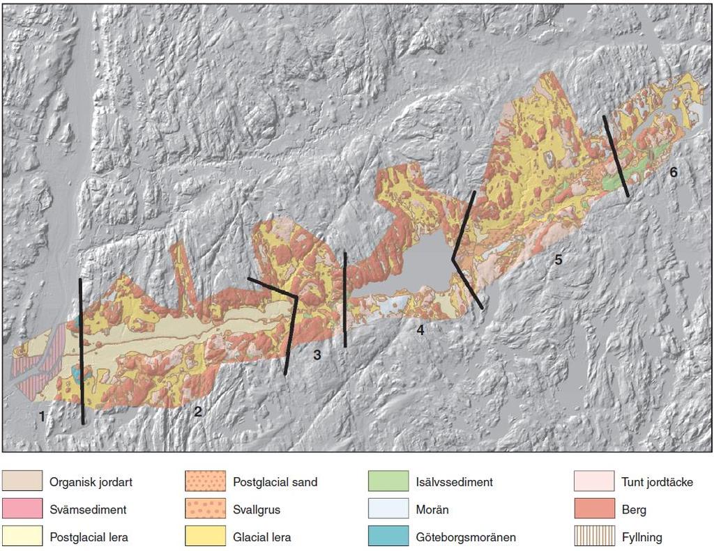 4.3 Allmän geologisk beskrivning Texten i kapitlet är till stora delar hämtad från SGU-Rapport 2014:37 Geologisk beskrivning av Säveåns dalgång (Engdahl & Påsse 2014), som är framtagen inom