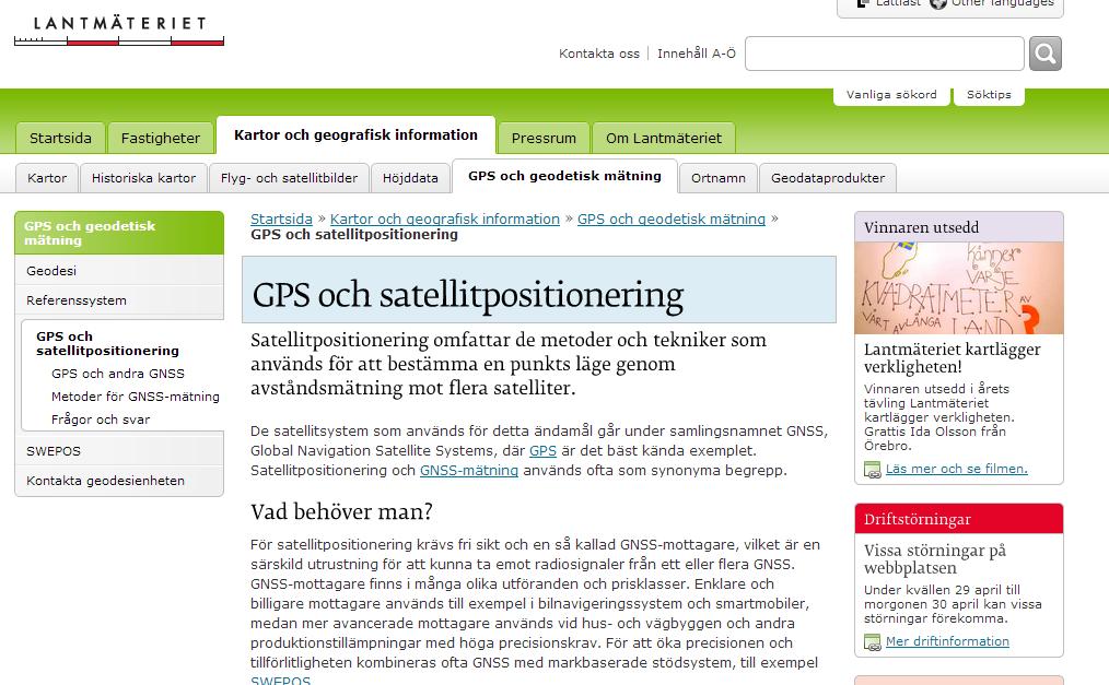 Ytterligare information om GNSS lantmäteriet hemsidan http://www.lantmateriet.